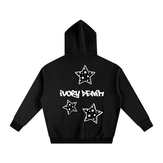IVORY DENIM STAR HOODIE