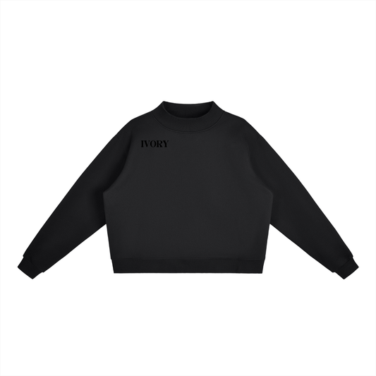 Essential Fleece Mock-Neck Crew Sweatshirt